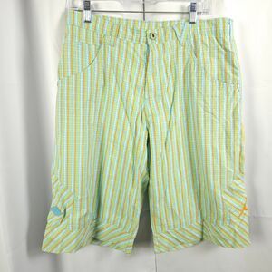 Nike Air Jordan Mens 36 Green Striped Mesh Lined Chino Khaki‎ Board Shorts